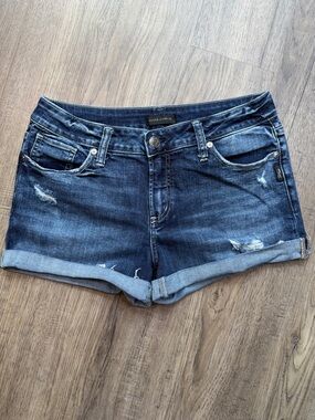 Silver Jeans Suki Distressed Rolled Hem Denim Shorts - Size 29